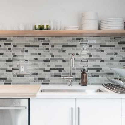 Art3d 10-Sheet Heavy-Duty Peel and Stick Backsplash, Waterproof Wall Tiles Stick on Kitchen Backsplash Living Space, Carrara Grey (Pack of 4) - color: Carrara Grey, size: 12 x 12 Inch (Pack of 4)