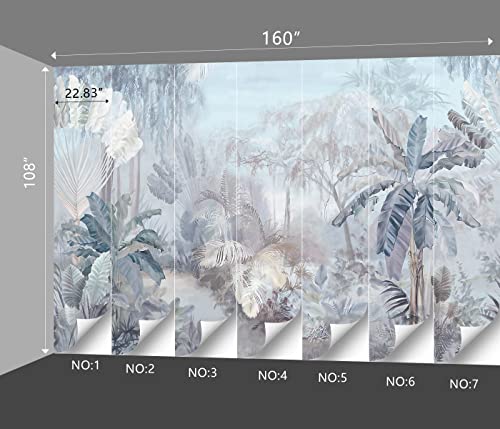 Tropical Botanical Wallpaper Woodland Forest Tree Bedroom Banana Leaf Plant murals Aesthetic Room Decor Living Room tv Background Large wall Mural - 160"x108" Not Peel and Stick - color: B029, size: 160"x108"