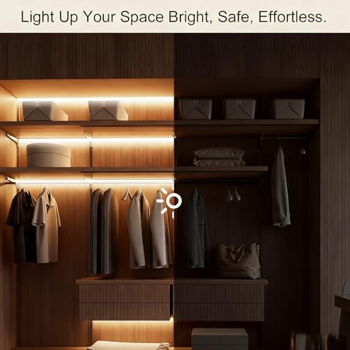 ZSLAIFU 2Pack Battery Powered LED Strip Lights, 3.28FT COB LED Light Strip, Warm LED Strip Light for Under Cabinet, Closet, Shelves, Bedroom, DIY Lighting Battery LED Strip Lights - size: 3.3FT x2