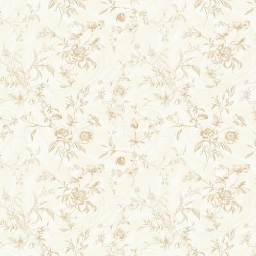 Floral Wallpaper Peel and Stick Beige Contact Paper Vintage Neutral Wallpaper 17.3inx236in Removable Self-Adhesive Stick on Wall Paper Waterproof for Bathroom Wall Decor Vinyl - color: Beige Flower, size: 17.3" x 236"