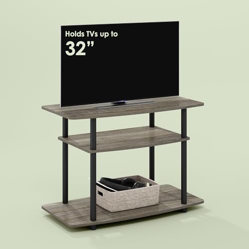 Arau TV Stand for up to 32 inch TV, Entertainment Center with Open Shelves, Easy Assembly, for Living Room, Olive Oak/Black - color: Olive Oak/Black