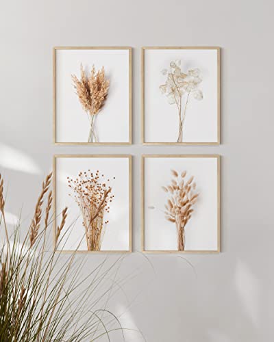 HAUS AND HUES Brown Plant Set of 4-16x20 Framed Beige - color: Brown Plant, size: 16x20, style: Beige Framed
