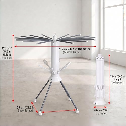 Clothes Drying Rack Foldable with Rolling Wheels, 4-Legged Portable Laundry Drying Rack with 360° Aluminum Arms, Freestanding Garment Drying Stand for Indoor Outdoor (Single-tier with shoe rack) - size: 1-Tier
