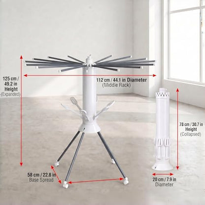 Clothes Drying Rack Foldable with Rolling Wheels, 4-Legged Portable Laundry Drying Rack with 360° Aluminum Arms, Freestanding Garment Drying Stand for Indoor Outdoor (Single-tier with shoe rack) - size: 1-Tier