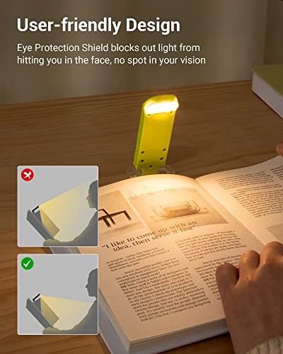 DEWENWILS USB Rechargeable Book Reading Light with Clip, LED Clip on Book Light for Reading at Night, Flexible Booklight for Kids, Warm White, Brightness Adjustable for Eye Protection (Green) - color: Green