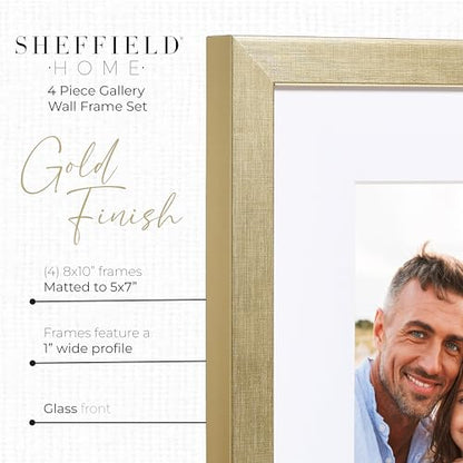 Sheffield Home 4 Piece Gallery Wall Frame Set, 8x10 Inch, Gold - color: Gold, size: 8x11 Inch