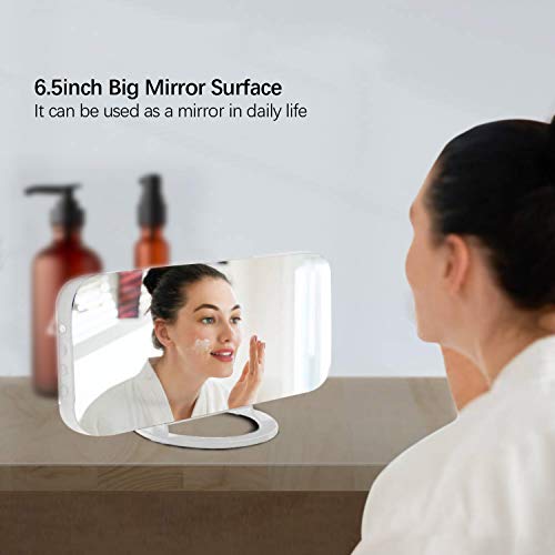 Miowachi White Digital Alarm Clock for Bedrooms, Small Desk Table Bedside Nightstand Cute Decorative LED Mirror Clock for Home Room Office Vanity, USB Charger