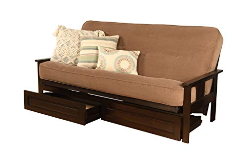 Kodiak Furniture Monterey Futon Set with Storage Drawers, with Espresso Base and Marmont Mocha Mattress - color: Marmont Mocha, size: Drawers Included, style: Espresso Finish