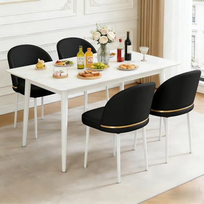 JPBSTO Modern Dining Chairs Set of 4, Swivel Upholstered Fabric Dining Chair with Metal Legs, Curved Backrest for Dining Room, Restaurant, Black - color: Black, size: Set of 4