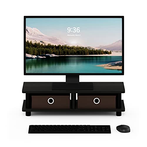 Furinno Turn-N-Tube Monitor Stand, Espresso/Black - color: Espresso/Black, size: With Bins