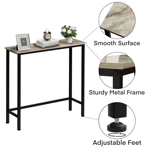 Narrow Console Table, 29.5" Small Entryway Table, Thin Hallway Tables, Slim Sofa Side Tables for Hallway, Living Room, Bedroom, Foyer, Marbleized Grey - color: Marbleized Grey