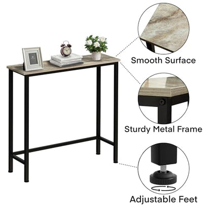 Narrow Console Table, 29.5" Small Entryway Table, Thin Hallway Tables, Slim Sofa Side Tables for Hallway, Living Room, Bedroom, Foyer, Marbleized Grey - color: Marbleized Grey