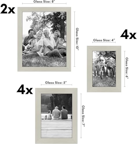 Americanflat Set of 10 Picture Frames with Shatter-Resistant Glass - Gallery Wall Frame Set with Two 8x10, Four 5x7 and Four 4x6 Frames - Signature Collection - Light Wood | Includes two 8x10, four 5x7 and four 4x6, shatter-resistant glass, hanging hardwa