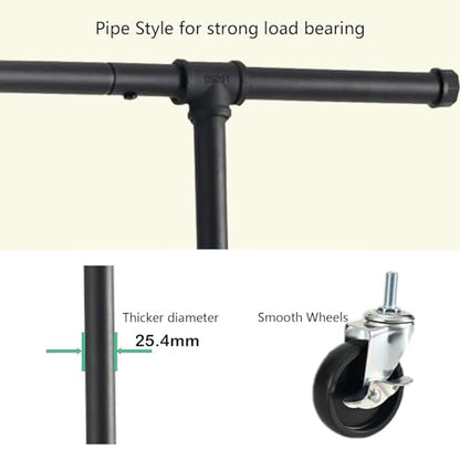 FOUCSSOMEI Clothing Rack with Wheels, Heavy Duty Clothes Rack, Rolling Garment Rack, Metal Clothing Hanger Rack, Closet Organizer, for Bedroom Living Room, Yard Sales, Commercial Grade, Black - size: Single Rod