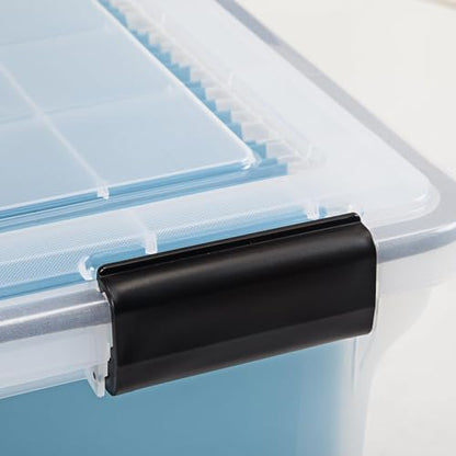 IRIS USA WeatherPro File Box Organizer, Letter/Legal, 32 Qt. 4-Pack, Clear | Organize important documents with water-resistant protection, secure latches, and stackable design for home or office storage - style: WeatherPro - 4 Pack