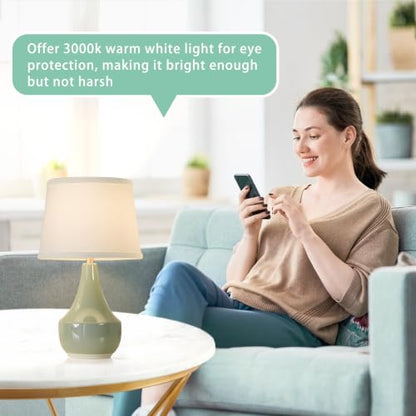 18" Table Lamp Set of 2, Ceramic Table Lamp Classic Beside Lamps Nightstand Lamp Modern Lamp for Living Room, Bedroom & Office Rocker Switch Sage Green-LED Bulbs Included - color: 18.63" Sage Green