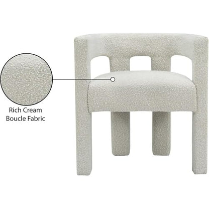 Meridian Furniture Athena Collection Modern | Contemporary Boucle Fabric Upholstered Accent | Dining Chair, 25" W x 21" D x 27" H, Cream - color: Cream