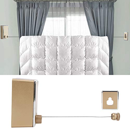 BestAlice Retractable Clothesline, 304 Stainless Steel Retractable Laundry Line Indoor Outdoor Clothes Line, 4.2m/13.8ft Wall Mounted Durable Indoor Balcony Drying Rack(Gold) - color: Gold
