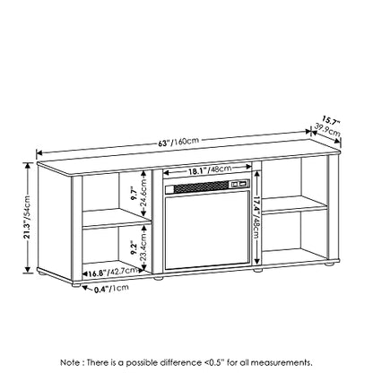 Furinno Classic 70 Inch TV Stand with Fireplace, Americano - color: Americano, size: 70-Inch Classic