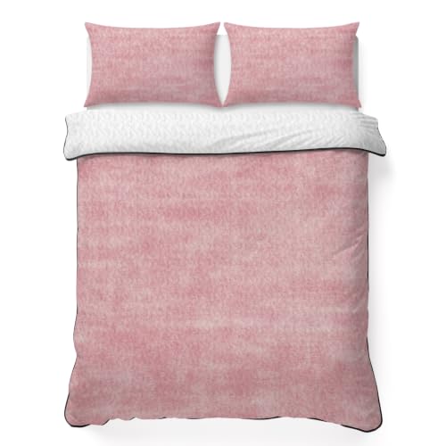 Minimalist Pink 3 Piece Quilt Set Twin XL Size, Vintage Distressed Pattern Farmhouse Art Soft Bedspread Coverlet Bedding Set Microfiber Lightweight Comforter Set with 2 Pillowcases for Bedroom - size: Twin XL