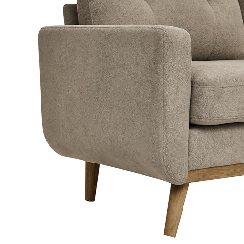 67" Khaki Loveseat Sofa, Mid Century Modern Love Seat Sofas and Comfy Couches for Living Room, Button Tufted Small Cloud Couch for Bedroom Office Apartment Small Space, Easy Assembly (Khaki) - color: Khaki