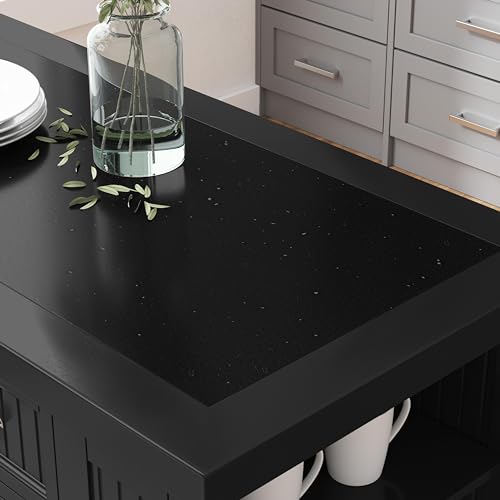 Homestyles Nantucket Distressed Black Kitchen Island with Black Granite and Wood Drop Leaf Breakfast Bar, 48"W