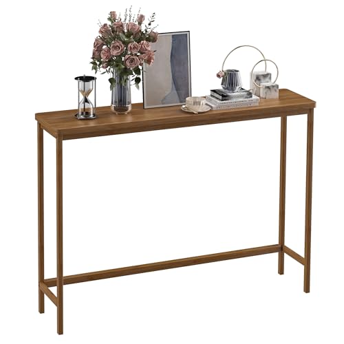 VASMIA Console Table, Entryway Table, Narrow Sofa Table, 39" Bamboo Hallway Table for Entryway, Living Room, Bedroom, Foyer, Walnut - color: Walnut, size: 9.44"D x 39.37"W x 29.52"H