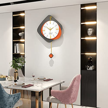 FLEBLE Large Wall Clocks for Living Room Decor Big Modern Clock Decortive | Analog Battery Operated for Home Bedroom Office Kitchen Bathroom 20inch Unique Wood Hanging Clock Pendulum Silent Non-Ticking - size: 20*30in