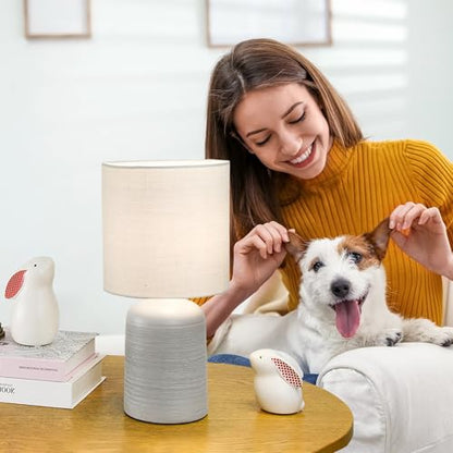 Maye Small Ceramic Table Lamp for Living Room and Bedroom,Modern Kids Night Table Lamp,Φ6.3×H13IN,Bulb Excluded,Light Grey - color: Light Gray