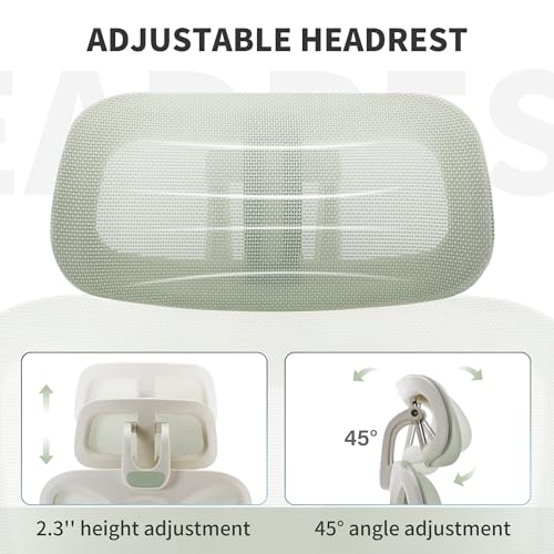 Ergonomic Office Chair with Footrest, 90-135° Reclining High Back Desk Chair with Lumbar Support, 2D Headrest, 2D Armrests, Computer Chair for Long Hours, Green - color: Green