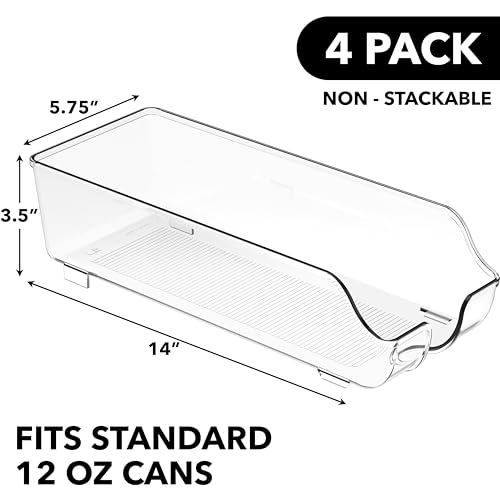 Simple Houseware Soda Can Organizer Dispenser Refrigerator/Pantry, Set of 4 | Clear - size: 4 Pack, style: Standard Can