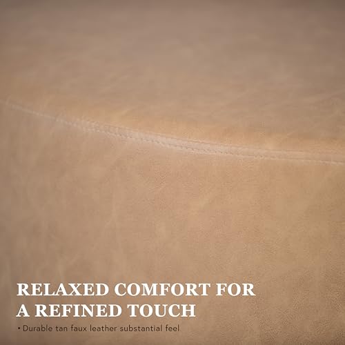 HomePop 17" Organic Shape Ottoman - Sand Faux Leather - color: Sand Faux Leather