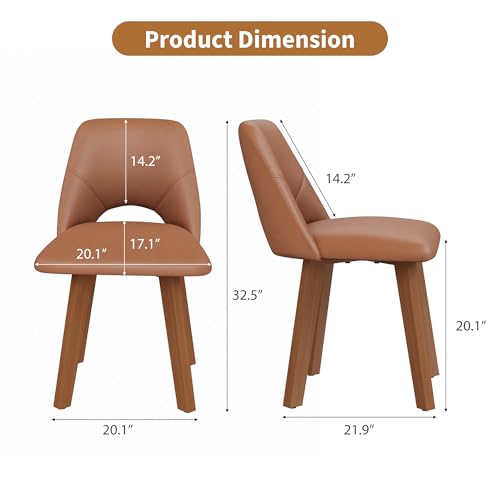 Garvee Dining Chairs Set of 6, PU Leather Upholstered Kitchen Chairs, Brown | Sturdy Wood Frame , Scratch-Resistant Padded Seat, Modern Armless Side Chairs for Dining Room, Kitchen Room, Patio, - color: Brown, size: Set of 6