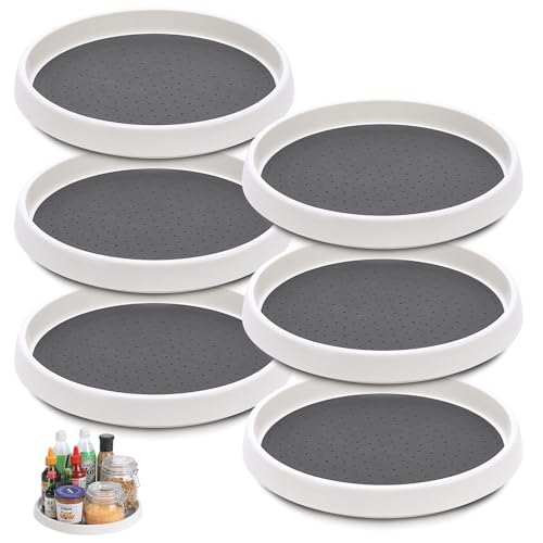 Set of 6, 10 Inch Non-Skid Lazy Susan Turntable, Lazy Susan Organizer for Cabinet, Pantry Organization, Kitchen Storage, Bathroom Sink Cabinet, Refrigerator, Countertop, Spice Rack (6 Pack 10 in) - size: Grey 10 In 6 Pack
