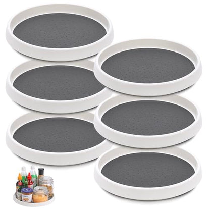 Set of 6, 10 Inch Non-Skid Lazy Susan Turntable, Lazy Susan Organizer for Cabinet, Pantry Organization, Kitchen Storage, Bathroom Sink Cabinet, Refrigerator, Countertop, Spice Rack (6 Pack 10 in) - size: Grey 10 In 6 Pack