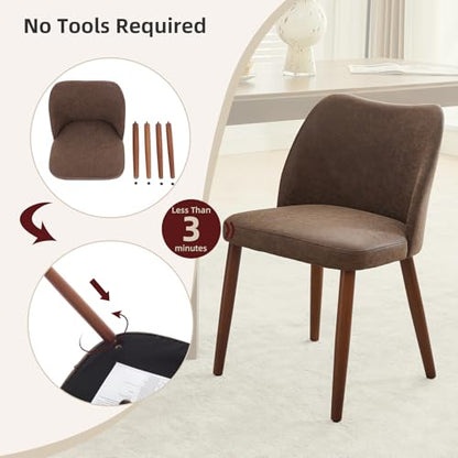 GarveeHome Leather Dining Chairs Set of 4 Upholstered PU Dining Chair with Wood Legs, Wing Backrest, Wooden Kitchen Chairs with Thick Cushions, Leveling Feet for Dining Room, Living Room, Taupe - color: Taupe Pu