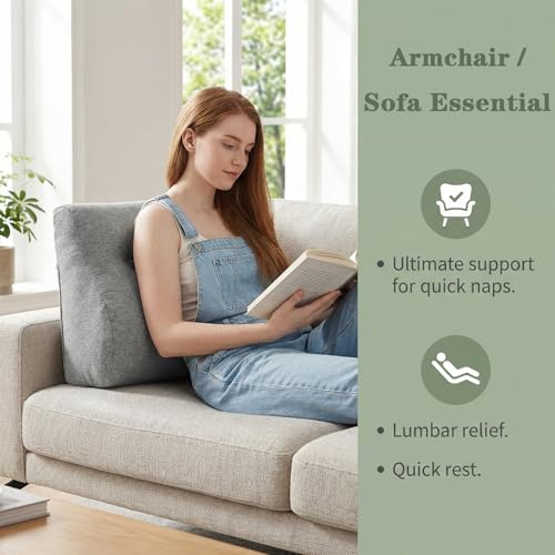 baibu Patented Dual-Layer Memory Foam Lumbar Pillow for Recliner, Light Grey - color: Light Grey