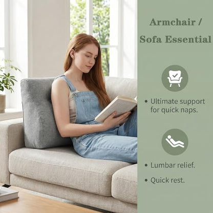 baibu Patented Dual-Layer Memory Foam Lumbar Pillow for Recliner, Light Grey - color: Light Grey