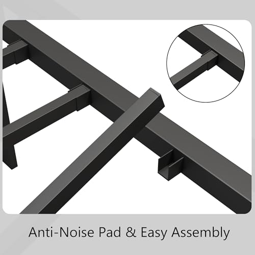 zunatu Full Size Metal Bed Frame with Victorian Style Headboard and Footboard, Steel Slat Support Platform Bed, No Box Spring Needed, Under Bed Storage, Easy Assembly, Black - size: Full