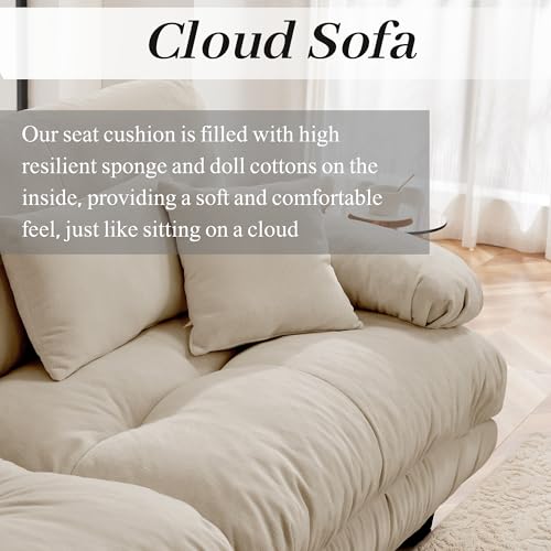 Modular Sectional Sofa for Living Room,173" U-Shaped Comfy Couch with Ottoman, Oversized 4 Seater Beige Sectional Couches with Pillows, Fluffy Couch Set with Deep Seat - color: Chenille Beige, size: 4-Seat & 2-Ottoman