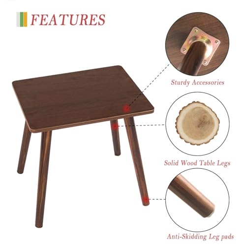 Small Side Table, Mid Century Modern End Tables Living Room, Wood Accent Bed Side Table with Solid Wood for Bedroom, Office, Small Spaces, Walnut Brown - color: Walnut Brown
