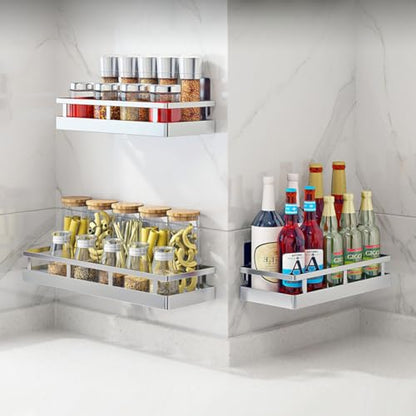 2PCS Kitchen Spice Rack, SUS304 Stainless steel Wall Mount Storage Rack, Seasoning Container, 19.7Inch Spice Organizer, Kitchen Seasoning Hanging Rack, Bathroom Shelf for Storing Toiletries - size: 19.7Inch 2PC