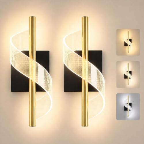 T-SUNUS Battery Operated Wall Sconces Set of 2 with Remote Control | Rechargeable Wall Lights, Dimmable/3 Color/Memory Magnetic Wireless Wall Lighting Decor for Living Room, Bedroom, Hallway