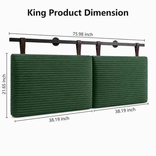 King Headboard only, Wall Mounted Headboard for Adjustable Bed, Hanging Head Board for King Size Bed Upholstered Headboard Cabeceras De Cama for Bedroom, Dorm, Guest Room, Green - color: Green, size: King