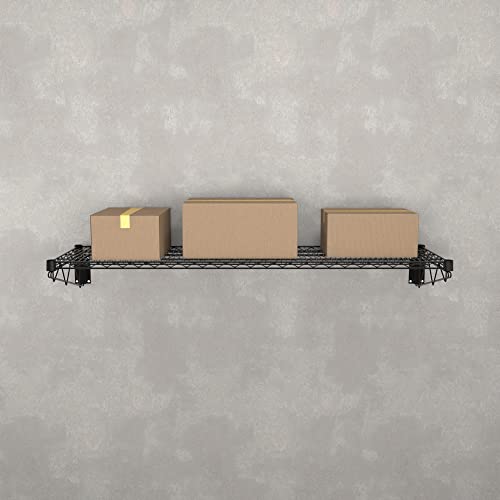 18" x 60" Black Epoxy Wire Wall Mount Shelf - color: Black, size: 18" x 60"
