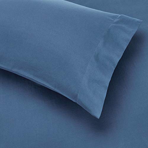 Amazon Basics Full/Queen Comforter Set with Sheets, 7-Piece Blue Calvin Striped Bedding, Lightweight Microfiber Bed-in-a-Bag - color: Blue Calvin Striped, size: Full/Queen, style: 1-Pack