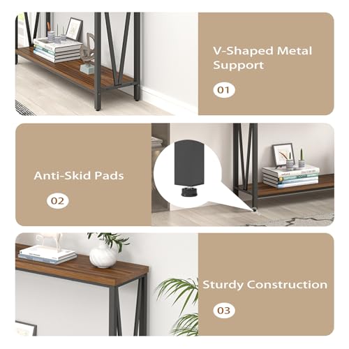 Entryway Table, Narrow Console Table, Modern Sofa Table for Living Room, Hallway, Behind Couch (Rustic Walnut) - color: Walnut