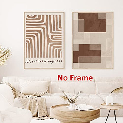 Brown & Beige Canvas Wall Art - Modern Abstract Geometric Shapes Poster for Living Room - 16x24in - color: Abstract Geometric Shapes Poster