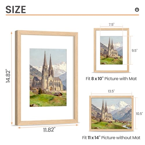 upsimples 11x14 Picture Frame Solid Wooden, Nursery Wall Frames Set of 3 | 100% Natural Solid Wood, Fit 8x10 with Mat and 11 x 14 Photos, For Kids Room, Gallery Wall Décor - size: 11X14