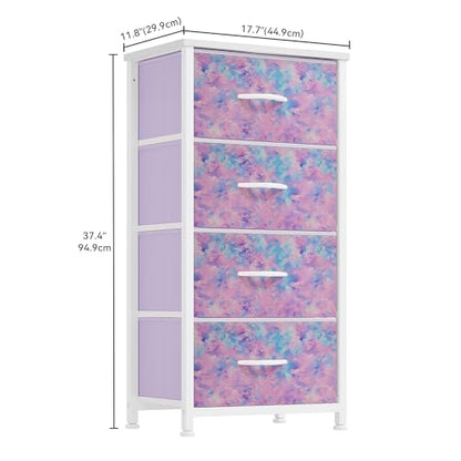 DWVO Dresser with 4 Drawers, Purple | Storage Tower Unit, Kids Dresser for Bedroom, Living Room, Closets, Sturdy Steel Frame, Wooden Top & Easy Pull Fabric Bins - color: Purple, style: 4-Drawer